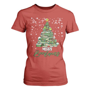 Book Lover Xmas Tree T Shirt For Women Merry Bookmas TS02 Red Print Your Wear