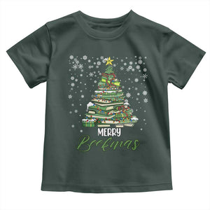 Book Lover Xmas Tree Toddler T Shirt Merry Bookmas TS02 Dark Forest Green Print Your Wear