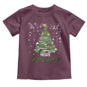 Book Lover Xmas Tree Toddler T Shirt Merry Bookmas TS02 Maroon Print Your Wear