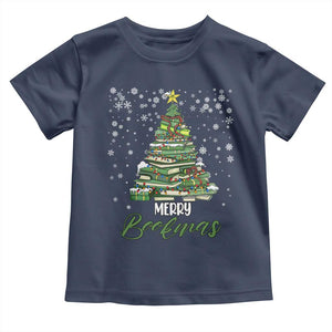 Book Lover Xmas Tree Toddler T Shirt Merry Bookmas TS02 Navy Print Your Wear