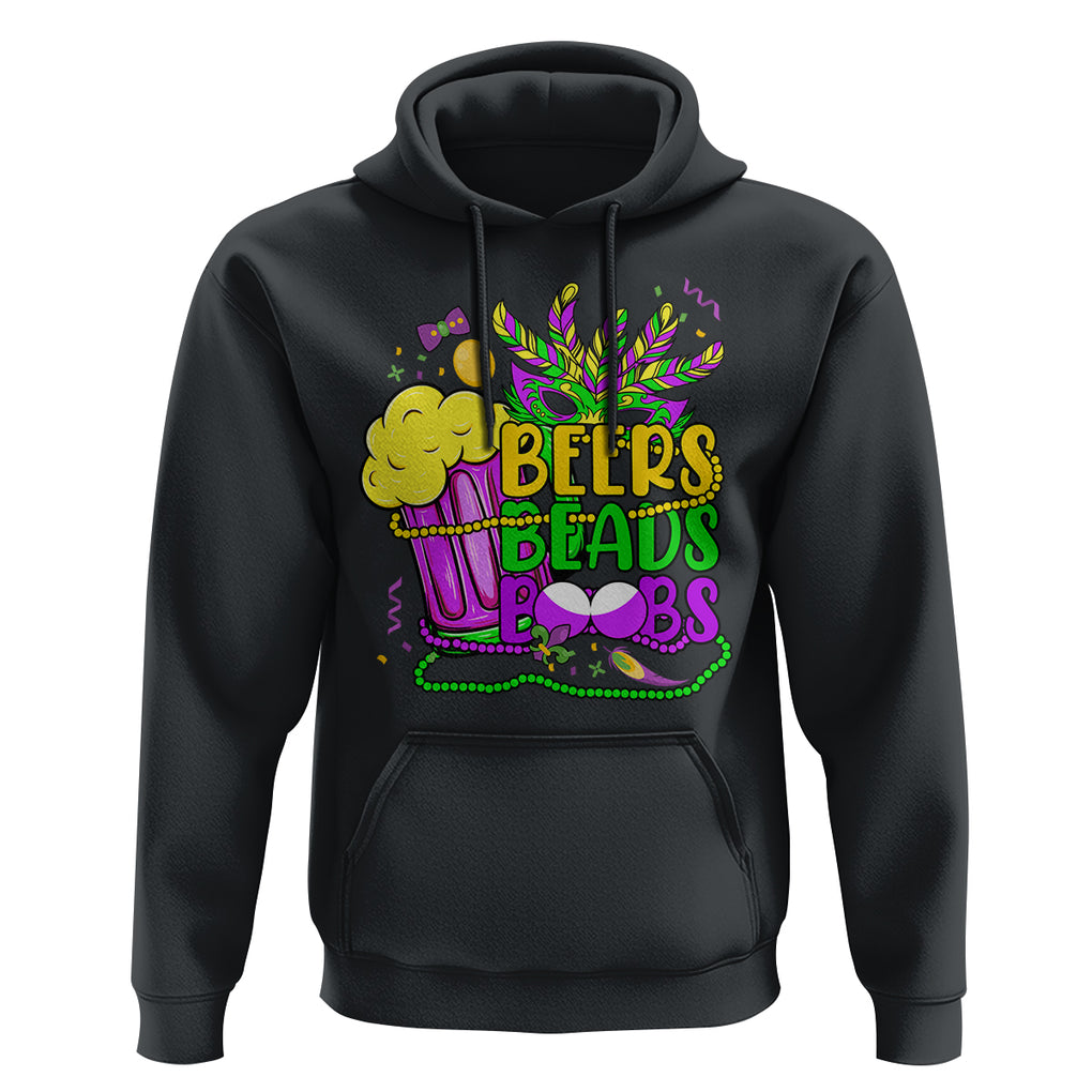 Funny Mardi Gras Hoodie Beer Beads Boobs New Orleans TS02 Black Printyourwear