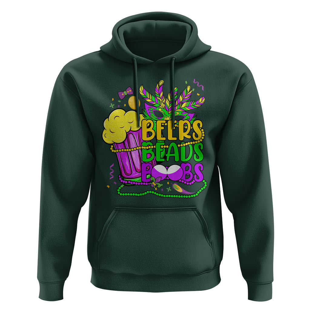 Funny Mardi Gras Hoodie Beer Beads Boobs New Orleans TS02 Dark Forest Green Printyourwear