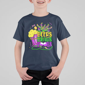 Funny Mardi Gras T Shirt For Kid Beer Beads Boobs New Orleans TS02 Navy Print Your Wear