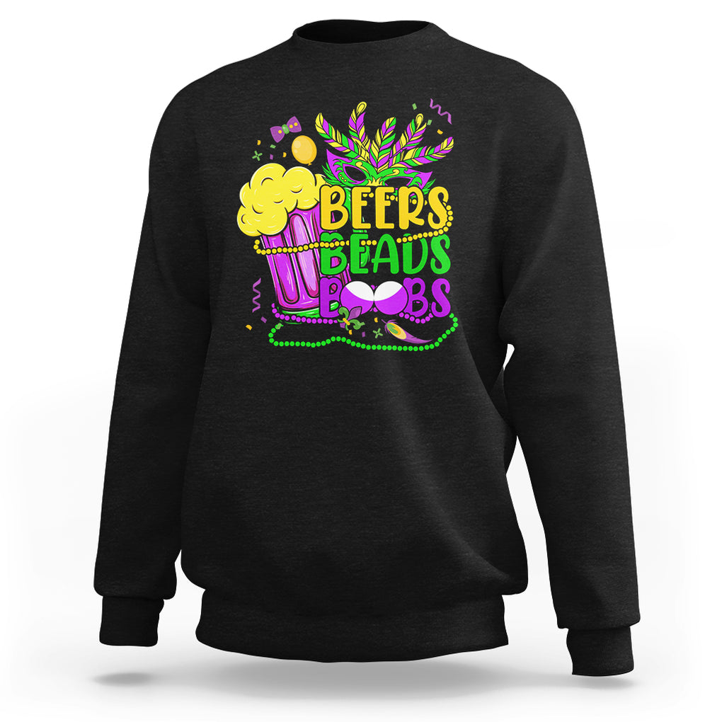 Funny Mardi Gras Sweatshirt Beer Beads Boobs New Orleans TS02 Black Printyourwear