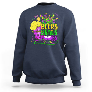 Funny Mardi Gras Sweatshirt Beer Beads Boobs New Orleans TS02 Navy Printyourwear