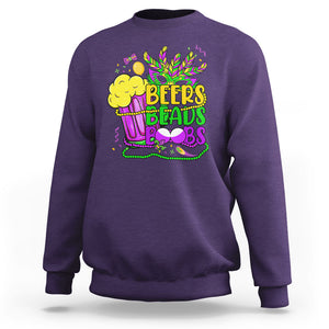 Funny Mardi Gras Sweatshirt Beer Beads Boobs New Orleans TS02 Purple Printyourwear