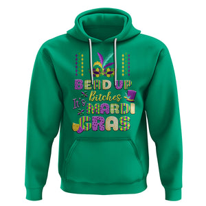 Funny Mardi Gras Hoodie Bead Up Bitches Festival Carnival Parade TS02 Irish Green Printyourwear