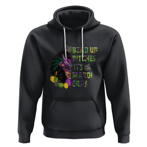 Funny Mardi Gras Hoodie Bead Up Bitches Woman with Mask Carnival Parade TS02 Black Printyourwear