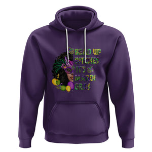 Funny Mardi Gras Hoodie Bead Up Bitches Woman with Mask Carnival Parade TS02 Purple Printyourwear