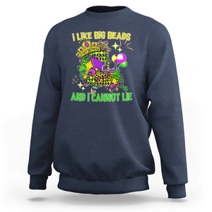 Mardi Gras Sweatshirt I Like Big Beads And I Can Not Lie New Orleans TS02 Navy Printyourwear