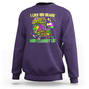 Mardi Gras Sweatshirt I Like Big Beads And I Can Not Lie New Orleans TS02 Purple Printyourwear