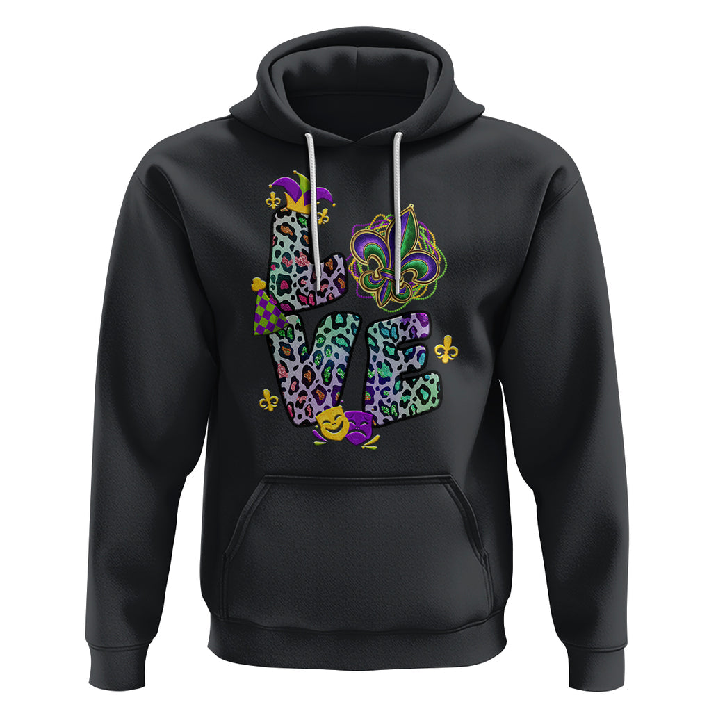 Mardi Gras Hoodie Love Mardi Gras Leopard Costume Carnival Parade TS02 Black Printyourwear