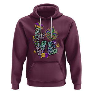 Mardi Gras Hoodie Love Mardi Gras Leopard Costume Carnival Parade TS02 Maroon Printyourwear