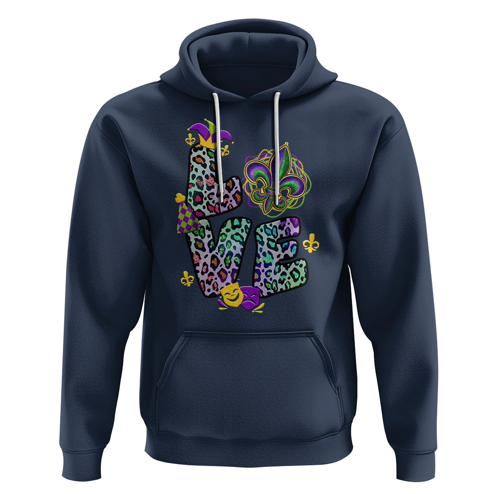 Mardi Gras Hoodie Love Mardi Gras Leopard Costume Carnival Parade TS02 Navy Printyourwear