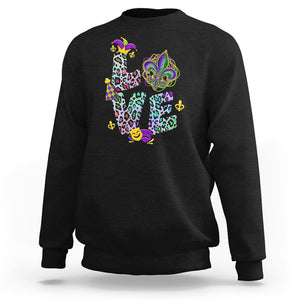 Mardi Gras Sweatshirt Love Mardi Gras Leopard Costume Carnival Parade TS02 Black Printyourwear