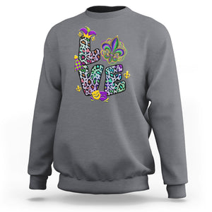 Mardi Gras Sweatshirt Love Mardi Gras Leopard Costume Carnival Parade TS02 Charcoal Printyourwear