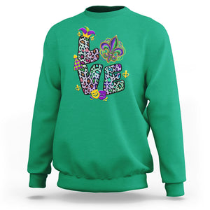 Mardi Gras Sweatshirt Love Mardi Gras Leopard Costume Carnival Parade TS02 Irish Green Printyourwear