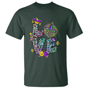 Mardi Gras T Shirt Love Mardi Gras Leopard Costume Carnival Parade TS02 Dark Forest Green Printyourwear