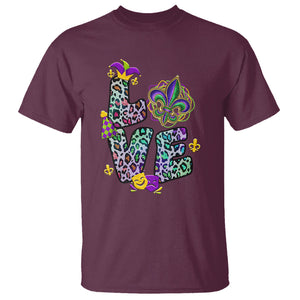 Mardi Gras T Shirt Love Mardi Gras Leopard Costume Carnival Parade TS02 Maroon Printyourwear