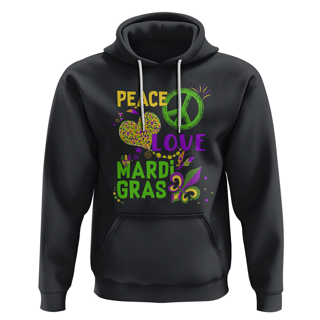 Peace Love Mardi Gras Hoodie Parade Costume Carnival TS02 Black Printyourwear