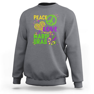 Peace Love Mardi Gras Sweatshirt Parade Costume Carnival TS02 Charcoal Printyourwear