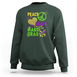 Peace Love Mardi Gras Sweatshirt Parade Costume Carnival TS02 Dark Forest Green Printyourwear