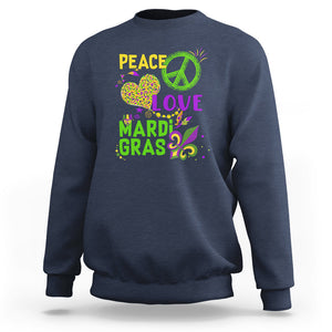 Peace Love Mardi Gras Sweatshirt Parade Costume Carnival TS02 Navy Printyourwear