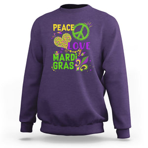 Peace Love Mardi Gras Sweatshirt Parade Costume Carnival TS02 Purple Printyourwear