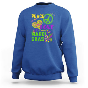 Peace Love Mardi Gras Sweatshirt Parade Costume Carnival TS02 Royal Blue Printyourwear