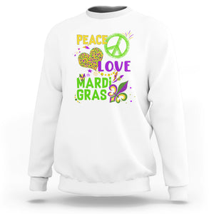 Peace Love Mardi Gras Sweatshirt Parade Costume Carnival TS02 White Printyourwear