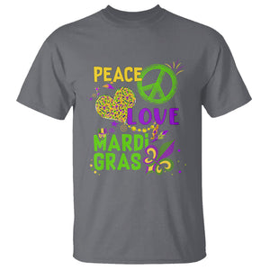 Peace Love Mardi Gras T Shirt Parade Costume Carnival TS02 Charcoal Printyourwear