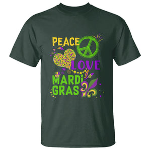 Peace Love Mardi Gras T Shirt Parade Costume Carnival TS02 Dark Forest Green Printyourwear