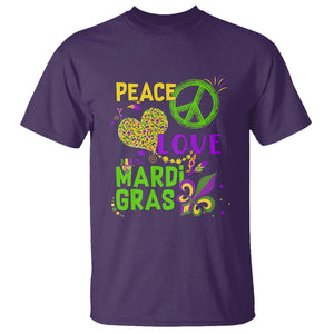 Peace Love Mardi Gras T Shirt Parade Costume Carnival TS02 Purple Printyourwear