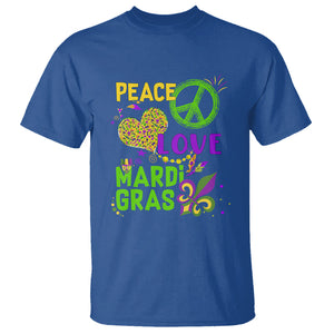 Peace Love Mardi Gras T Shirt Parade Costume Carnival TS02 Royal Blue Printyourwear