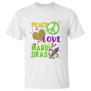 Peace Love Mardi Gras T Shirt Parade Costume Carnival TS02 White Printyourwear