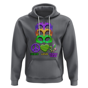 Peace Love Mardi Gras Hoodie Parade Costume Carnival Masks TS02 Charcoal Printyourwear