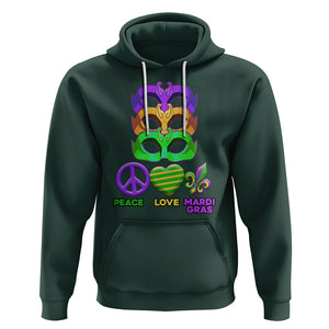 Peace Love Mardi Gras Hoodie Parade Costume Carnival Masks TS02 Dark Forest Green Printyourwear