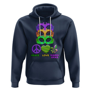 Peace Love Mardi Gras Hoodie Parade Costume Carnival Masks TS02 Navy Printyourwear