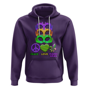 Peace Love Mardi Gras Hoodie Parade Costume Carnival Masks TS02 Purple Printyourwear