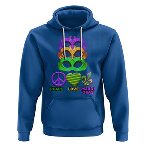 Peace Love Mardi Gras Hoodie Parade Costume Carnival Masks TS02 Royal Blue Printyourwear