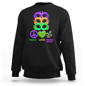 Peace Love Mardi Gras Sweatshirt Parade Costume Carnival Masks TS02 Black Printyourwear