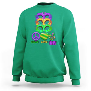 Peace Love Mardi Gras Sweatshirt Parade Costume Carnival Masks TS02 Irish Green Printyourwear