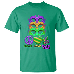 Peace Love Mardi Gras T Shirt Parade Costume Carnival Masks TS02 Irish Green Printyourwear