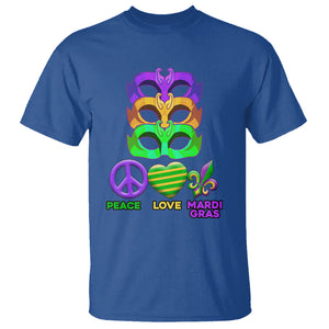 Peace Love Mardi Gras T Shirt Parade Costume Carnival Masks TS02 Royal Blue Printyourwear