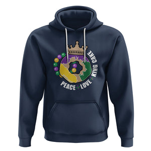 Mardi Gras Hoodie Peace Love King Cake Party Carnival Costume TS02 Navy Printyourwear