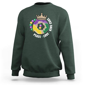 Mardi Gras Sweatshirt Peace Love King Cake Party Carnival Costume TS02 Dark Forest Green Printyourwear