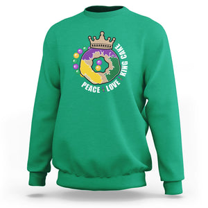 Mardi Gras Sweatshirt Peace Love King Cake Party Carnival Costume TS02 Irish Green Printyourwear