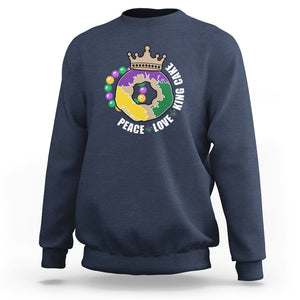 Mardi Gras Sweatshirt Peace Love King Cake Party Carnival Costume TS02 Navy Printyourwear