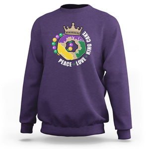 Mardi Gras Sweatshirt Peace Love King Cake Party Carnival Costume TS02 Purple Printyourwear