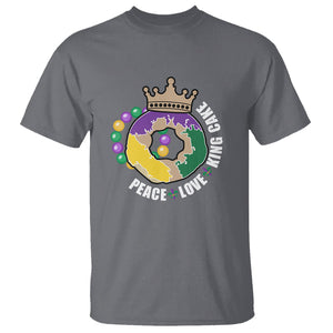 Mardi Gras T Shirt Peace Love King Cake Party Carnival Costume TS02 Charcoal Printyourwear